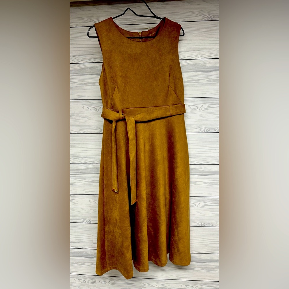 Calvin Klein Camel Color Suede Midi Dress
